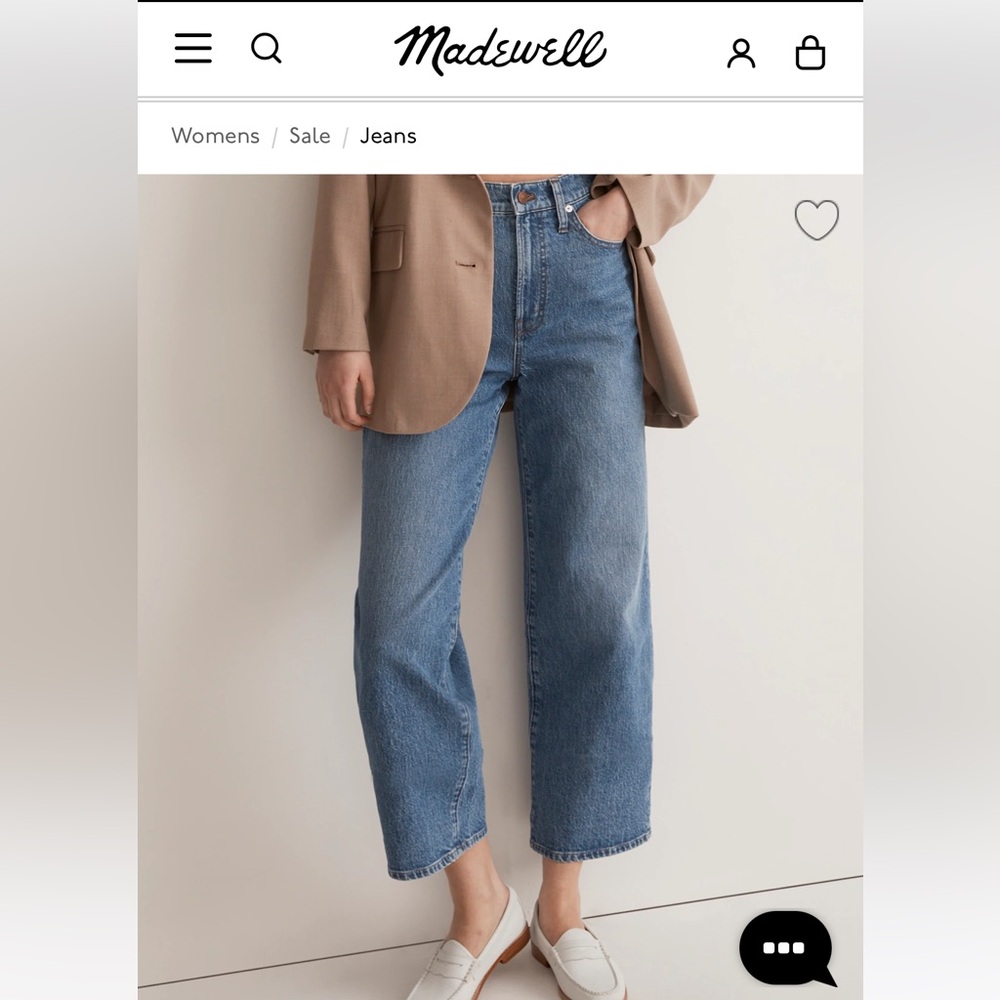 Madewell The Perfect Vintage Wide Leg Crop, size 28, indigorailroad stripe